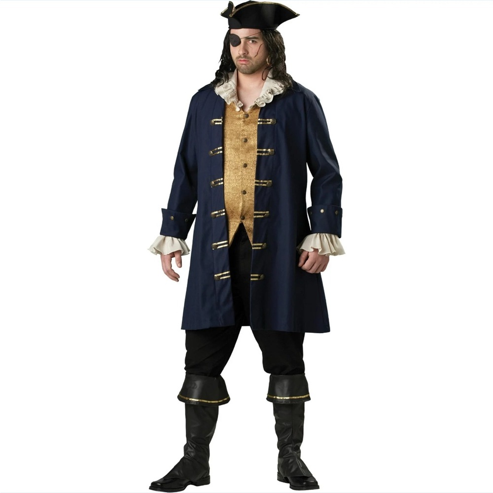 New InCharacter Mens Pirate Costume XL Adult Cap’n Cuthroat 10-Piece Set